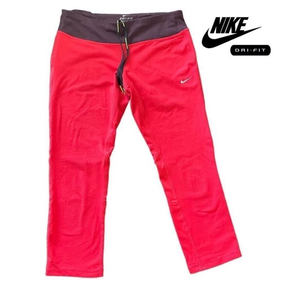 Nike Pants - Nike Dri Fit Epic Run Cropped Leggings in Red/Maroon